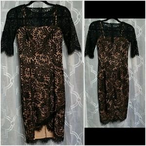Little black lacy high-low dress